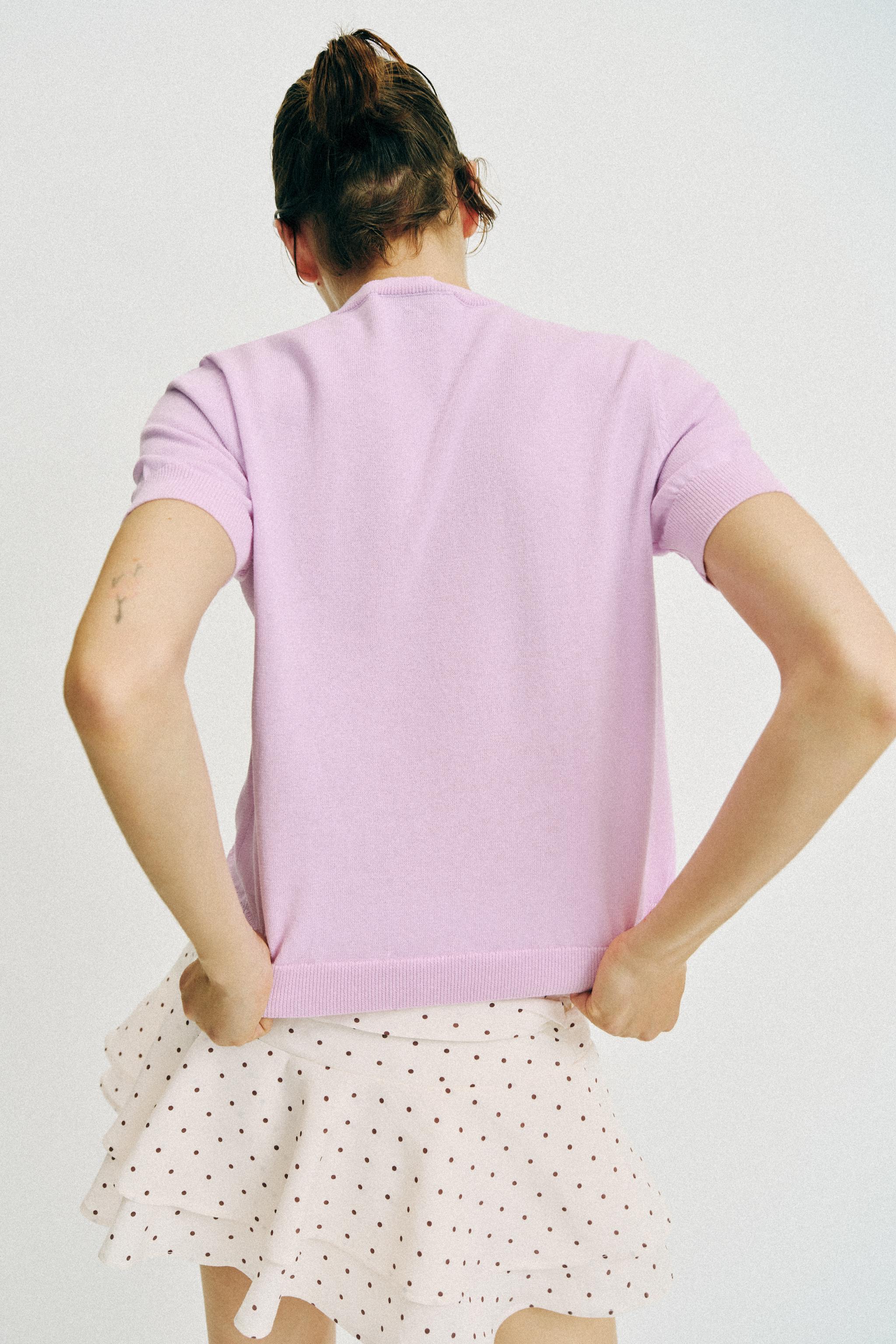 RUFFLED SHORT SLEEVE CARDIGAN